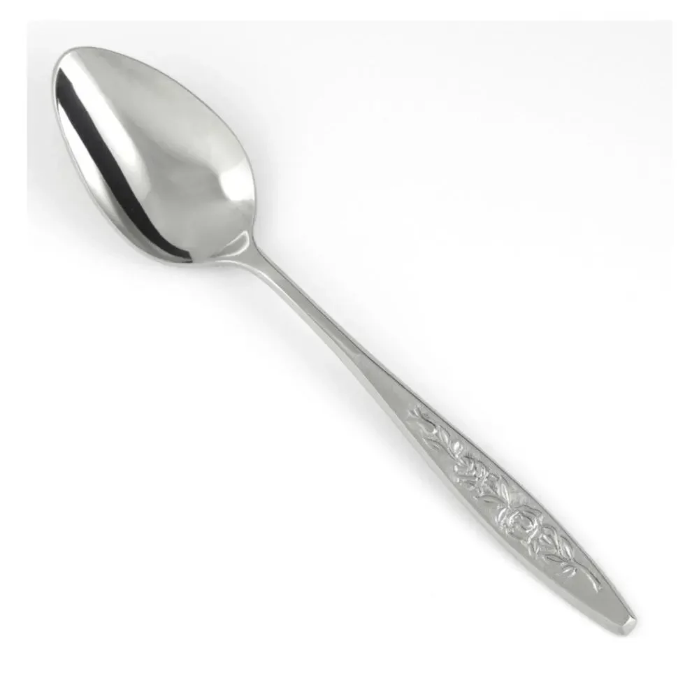 Eldan ELD18 Set Of 2 Solid Serving Spoons MAY ROSE Textured Roses Stainless MCM